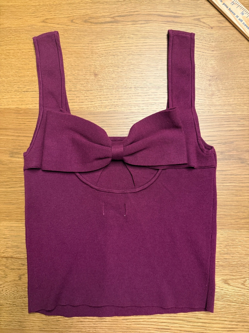 Maeve | Anthropologie | Square Neck Bow-Back Knit Tank Top - Plum | Size S - Picture 9 of 10